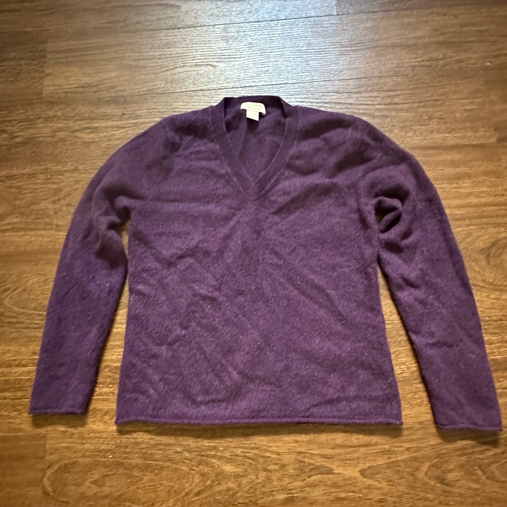 Simply Cashmere Deep Purple V-Neck Women's Sweater Sz L